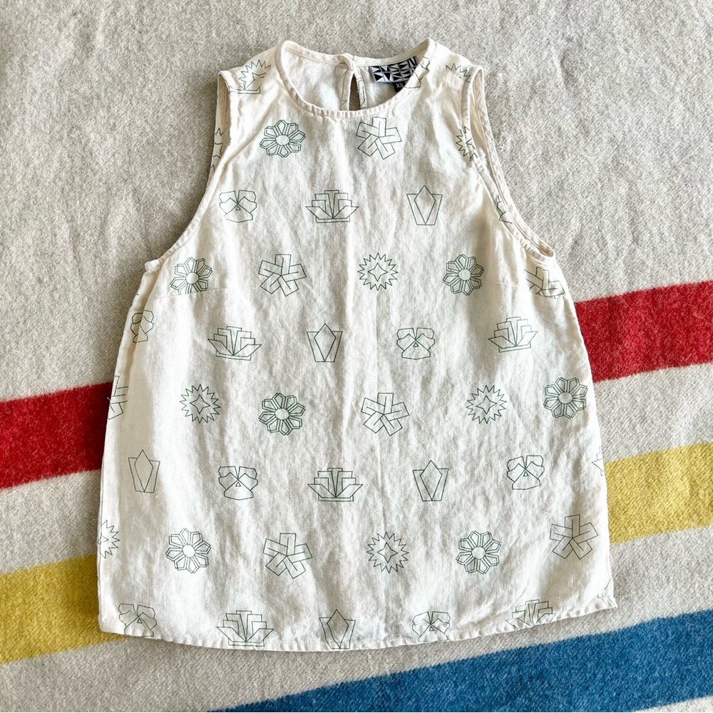 dusen dusen linen geometric shapes top